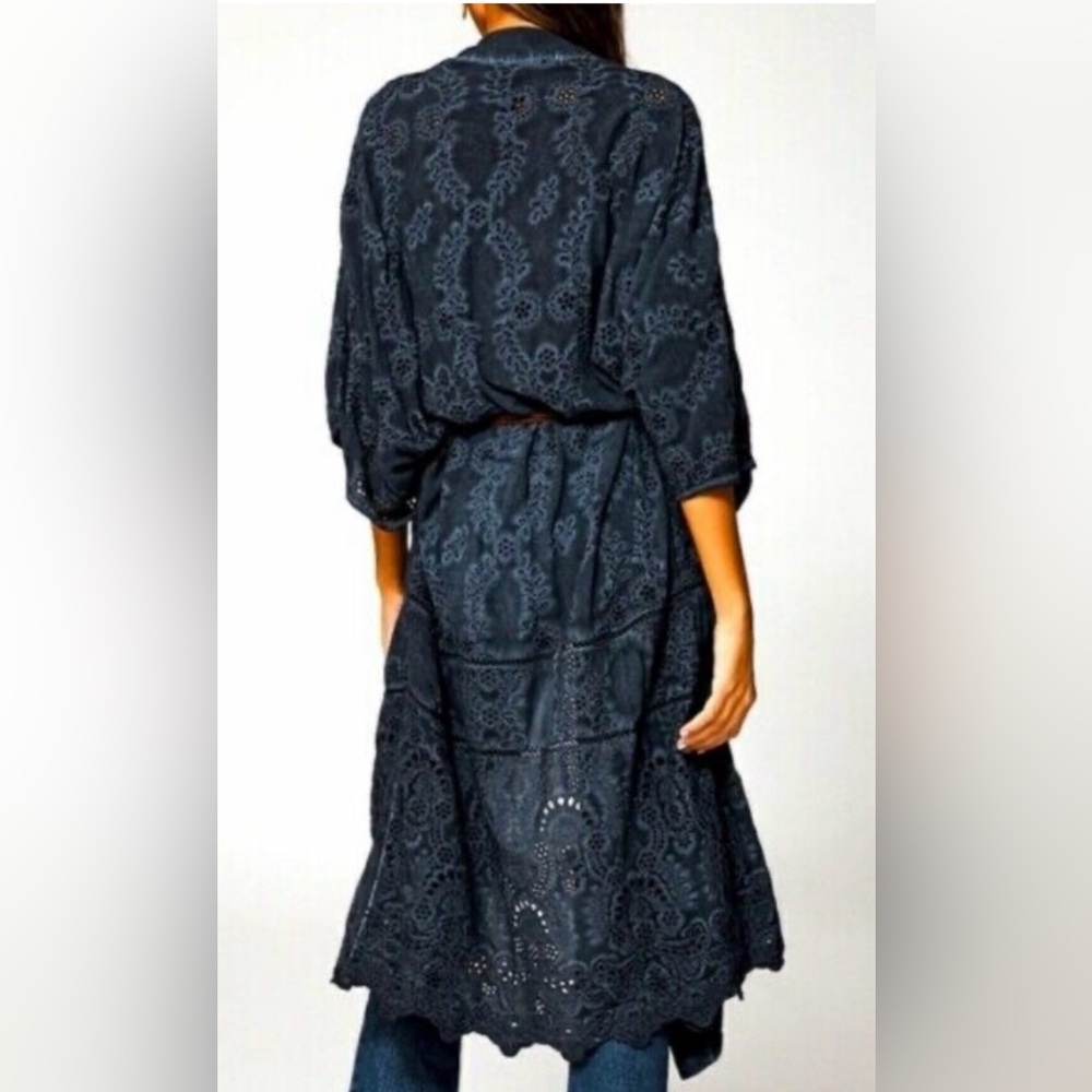Young Fabulous & Broke Embroidered Eyelet Kimono Duster - Slate Gray - One Size - Picture 4 of 9